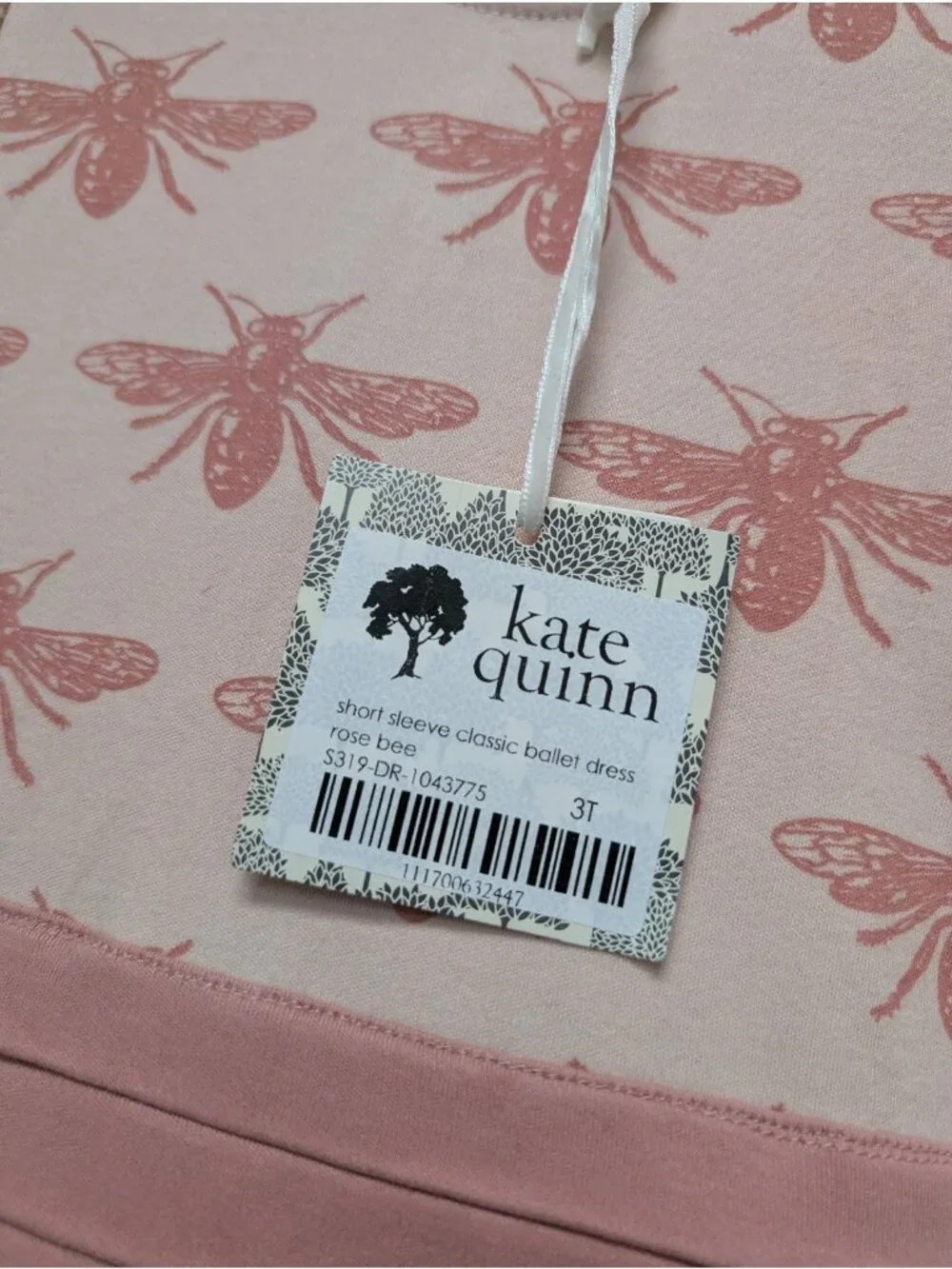 Kate Quinn Organic Cotton Rose Bee Ballet Dress Bow 3T Pink Bees
